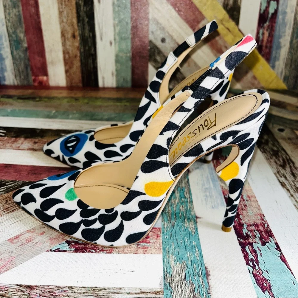 Rousseau Artistic Italian Slingback Heels - Blue Eyes